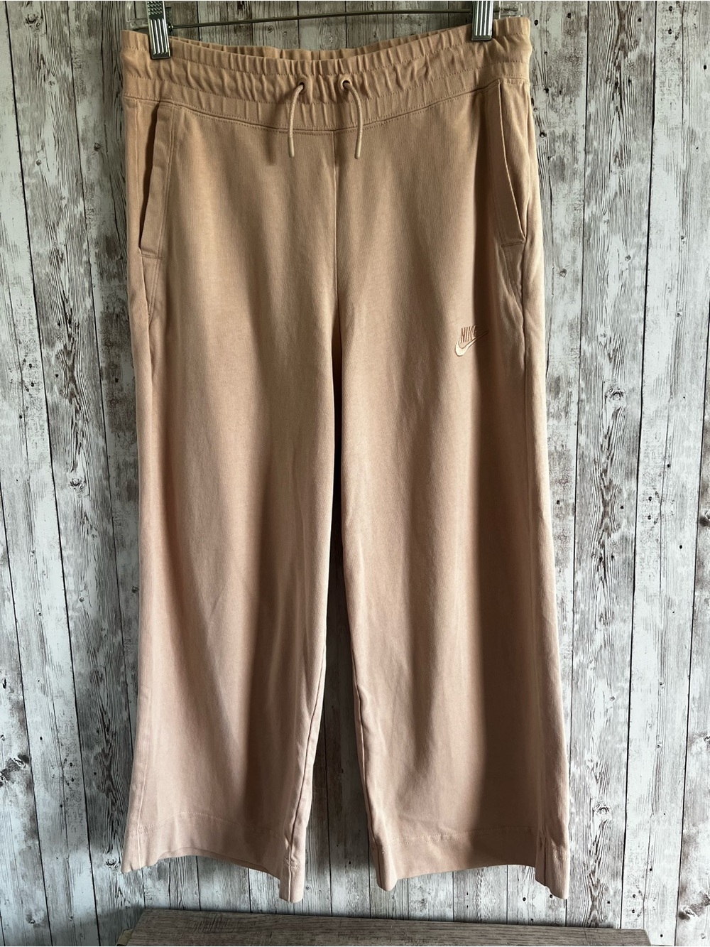 Nike Wide-Leg Cropped Tan Sweatpants Womens Size Small
